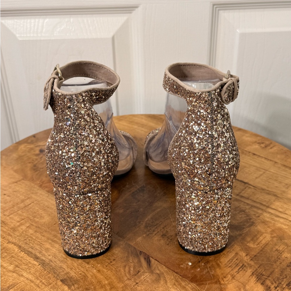 Old Navy Women's Glitter Strap Heels - Tan - Picture 3 of 4